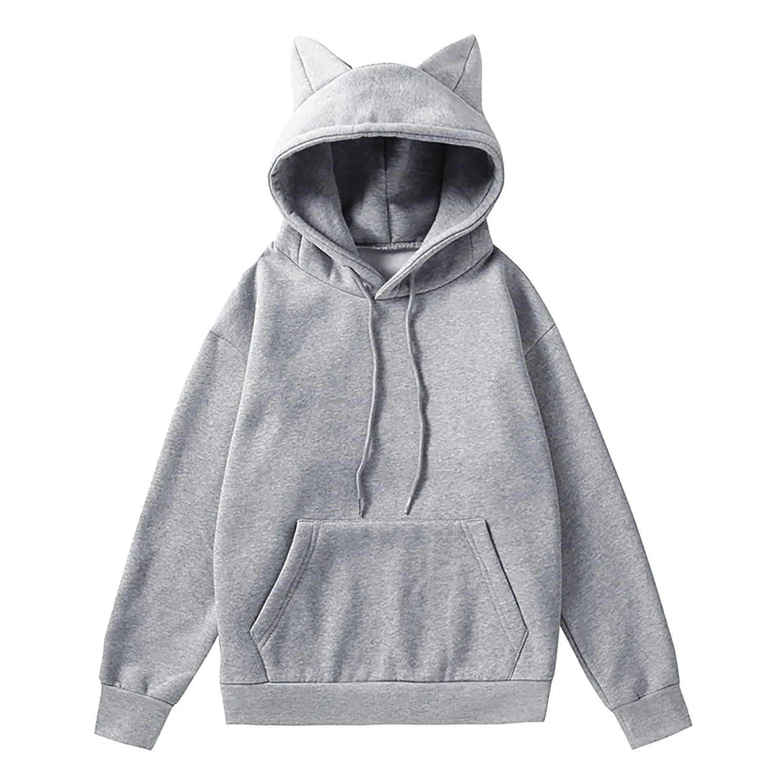 Women\'S Sweatshirt Sweatshirt Pink Hoodie Pullover With Cat Ear Long Sleeve Drawstring Tops Female Overcoat Kanga Pocket Cloth