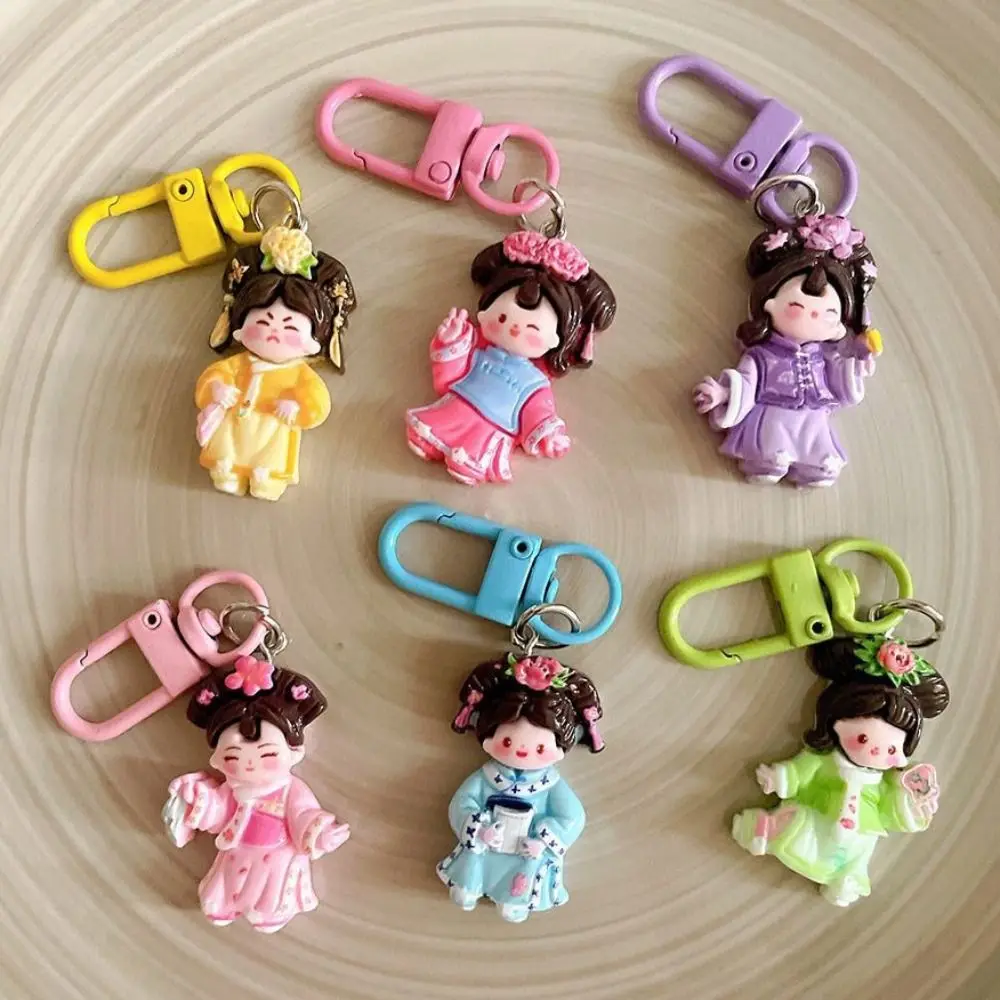 Antique Cartoon Chinese Tang Dynasty Princess Keychain Cute Funny Backpack Pendant for Women Jewelry Accessories Gift