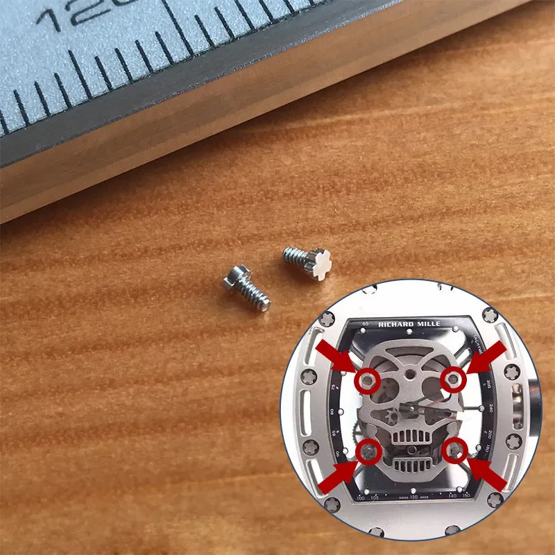 

2piece/set steel screw for Richard Mile mens' RM 052 skull automatic copy watch movement