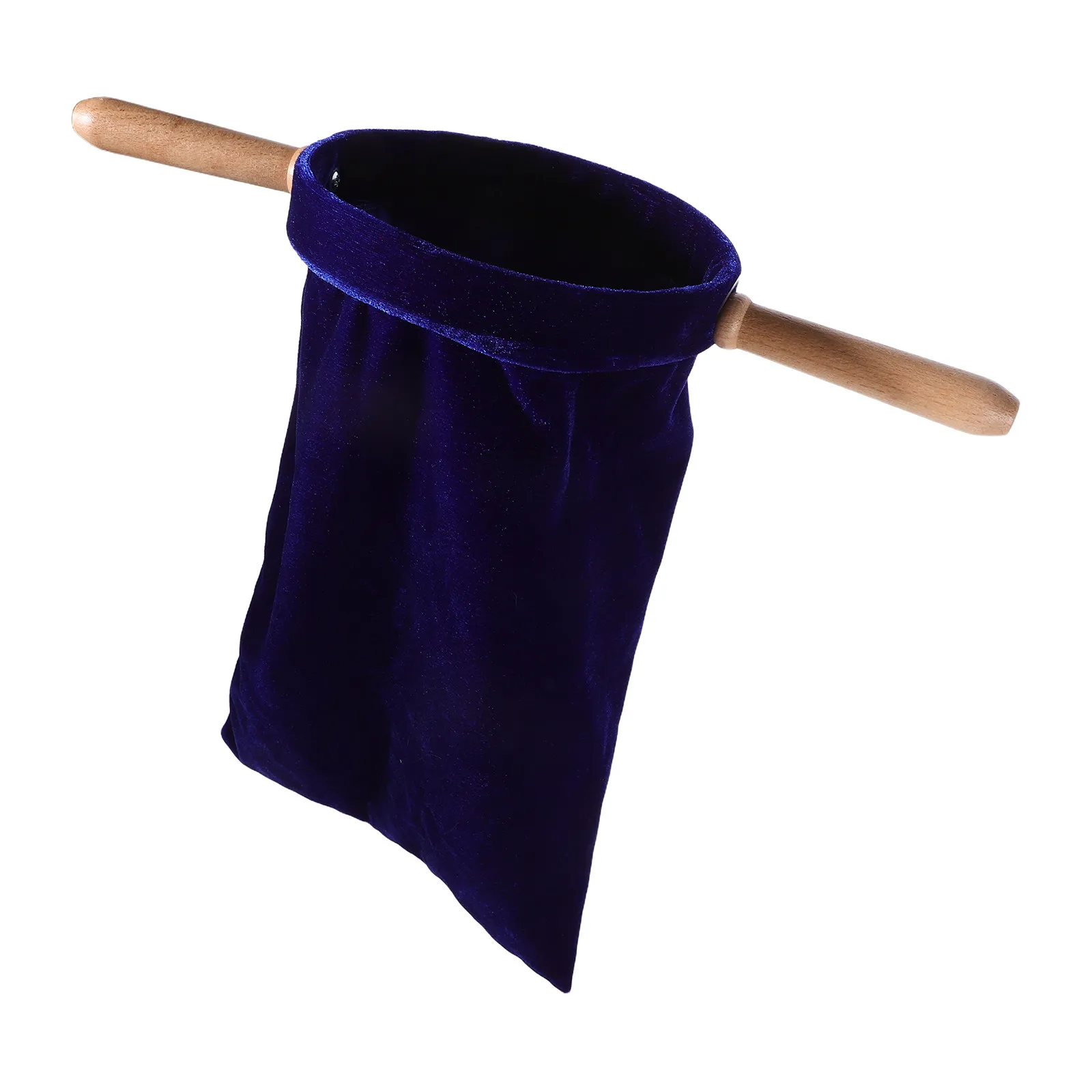 Blue Church Collection Bag Thick Canvas Offering Bag Secure Wooden Handle for Religious Donation and Collection Supplies