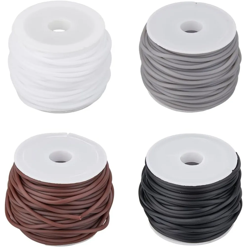 4 Colors 43.76 Yards Hollow Tube Cord PVC Plastic Barber Cord with 1mm Hole Synthetic Rubber Elastic Cord Lanyard String