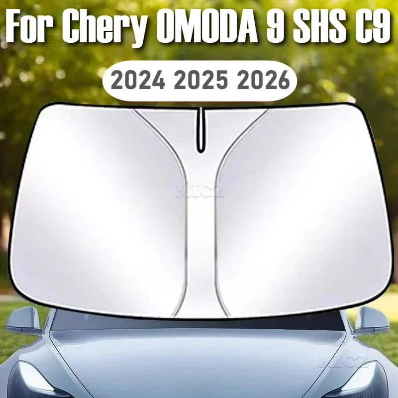 

For Chery OMODA 9 SHS C9 2024 2025 2026 Car Accessories Foldable Car Sun Visor Front Windshield Sunshade Heat Insulation