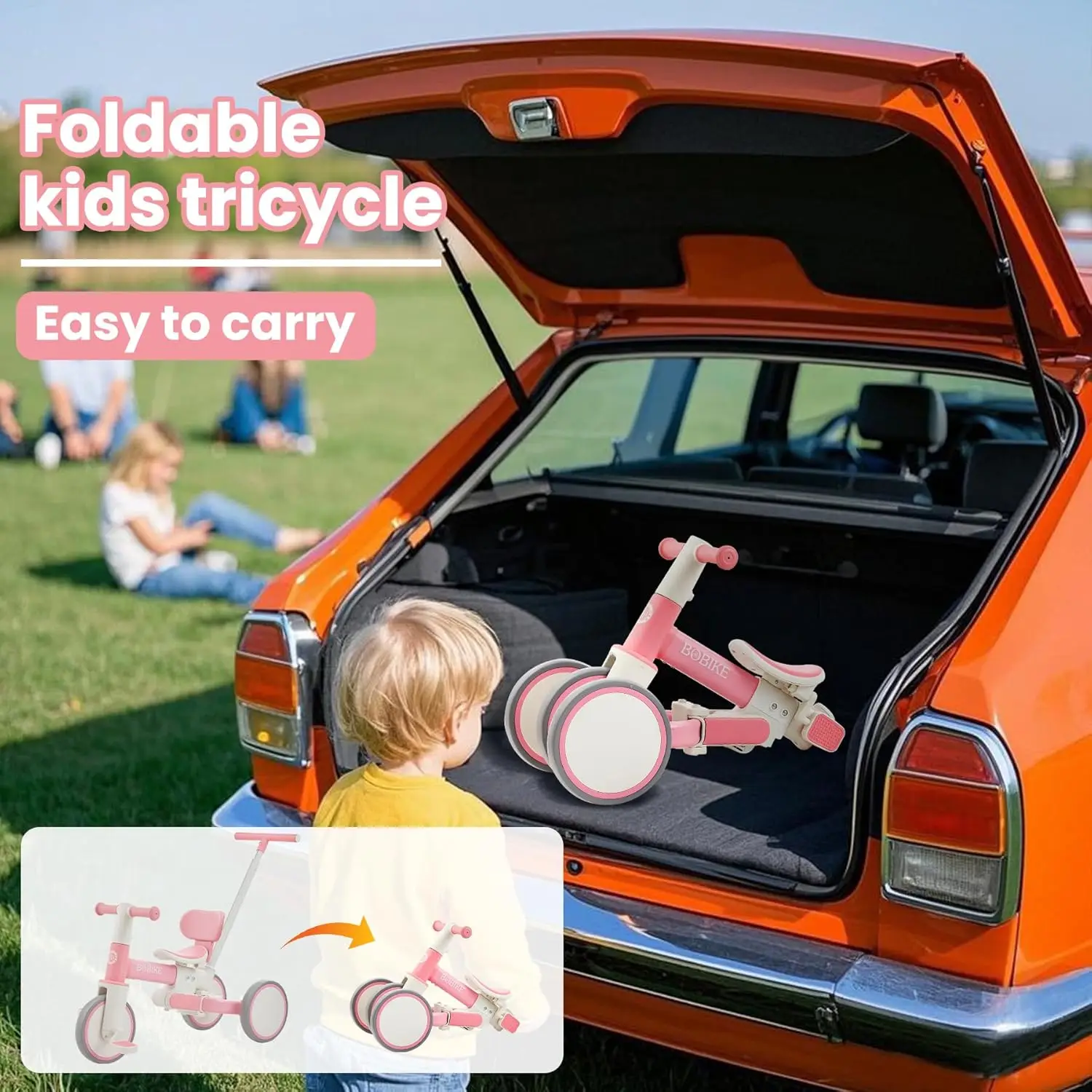 5-in-1 Tricycle for Toddlers 18 Months to 5 Years Old, Toddler Bike, Kids Tricycle with Push Handle and Backrest, Toddler Balanc