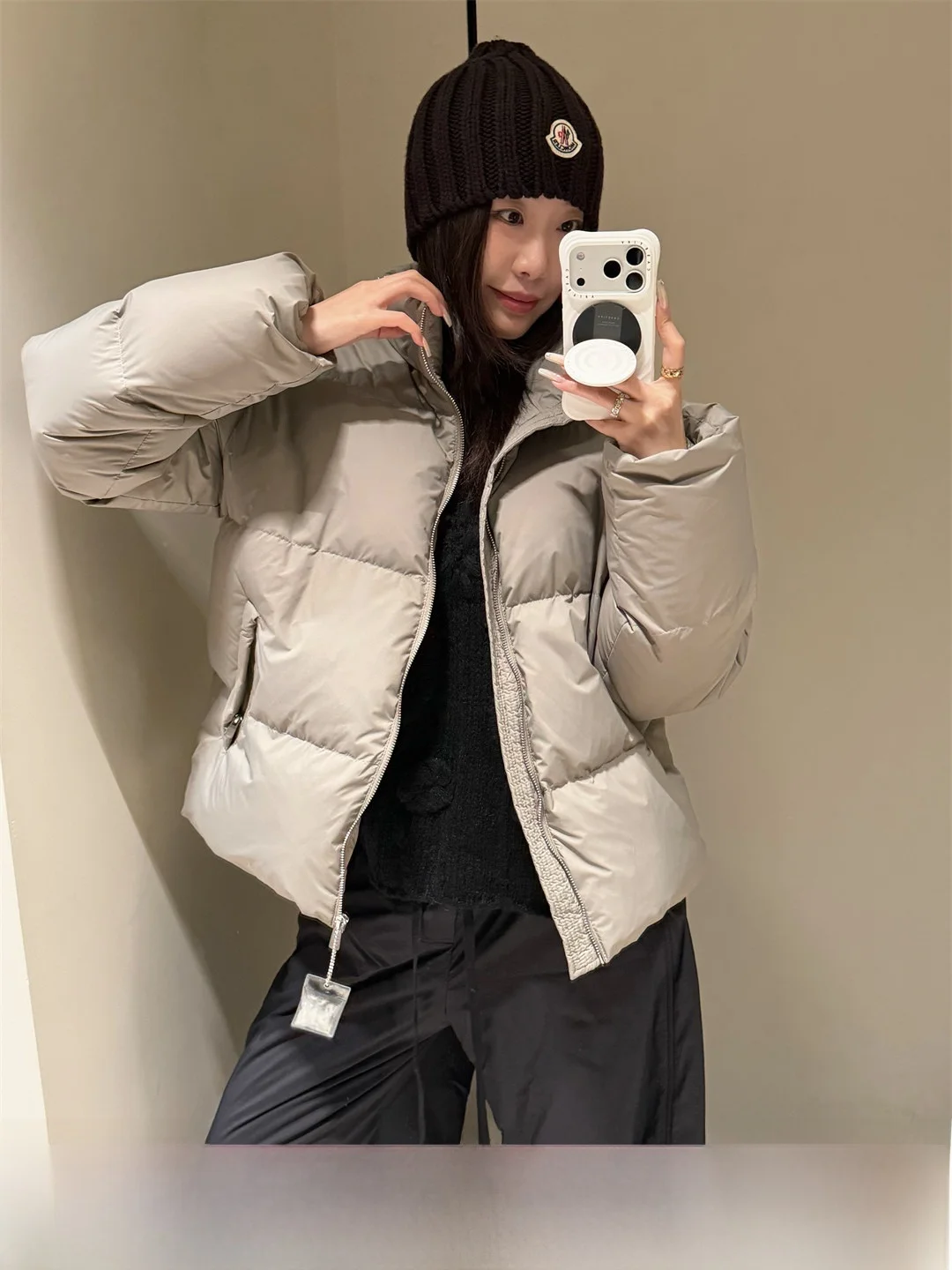 

SHINE Winter New Classic Simple Warm Thick White Goose down Stand Collar Two Color down Jacket Outerwear Women's Fashion