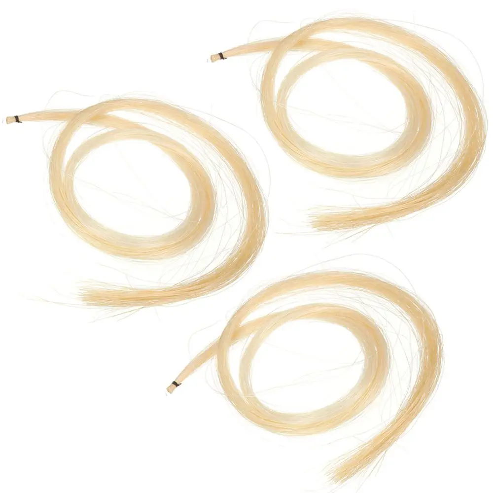 3Pcs Hank 31-31.5 Inch Genuine Mongolian Horse Hair for Violin, Viola, Cello, Bass Bow,Photo Color