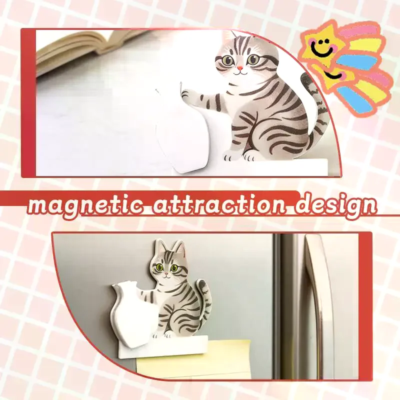 Magnets Cat Pushing Vase Decor Cat Whisker Collection Memorial Box Fridge Magnet Home Office Decoration For Gift Refrigerator
