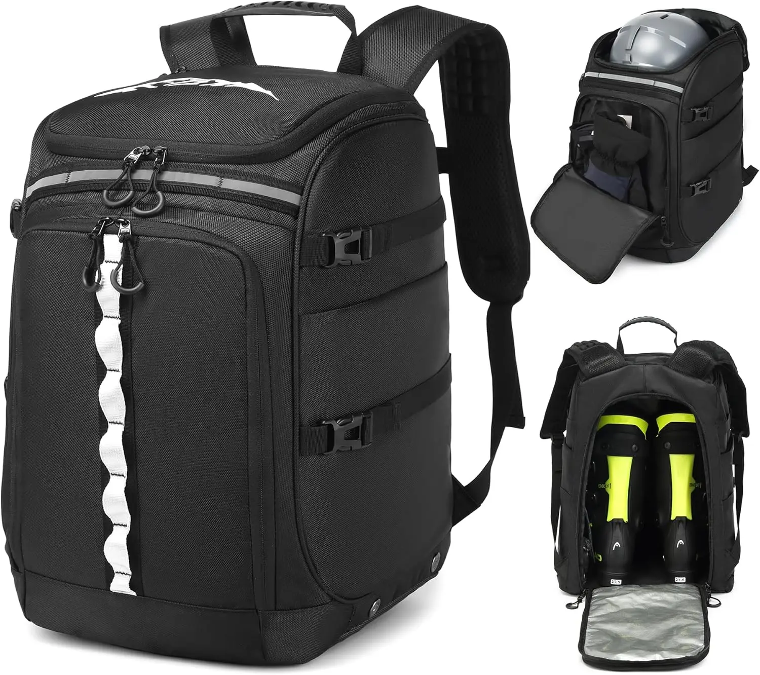 

Ski Boot Bag 65L Waterproof Travel Backpack for Ski Helmet, Goggles, Gloves, Skis & Snowboard