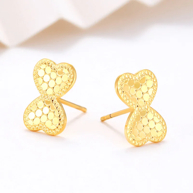 

5D craft mirror honeycomb dragon scale earrings light luxury bow stud earrings women's fashion earrings