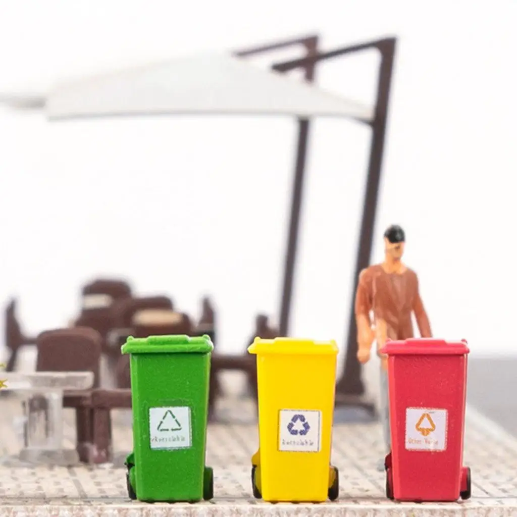 Toy Trash Can Recycle Bin Set for Kids Garbage Truck Miniature Curbside Vehicle with Wheels for Boys Car Toys Collection