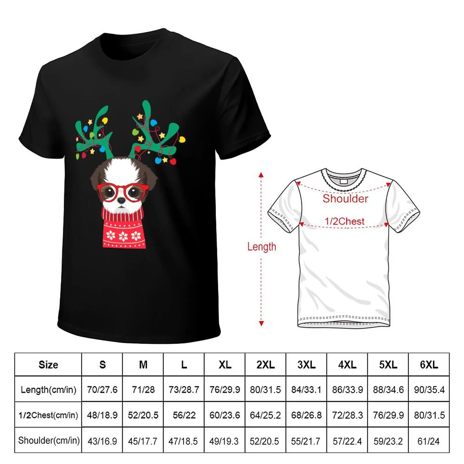 Shih Tzu Funny Holiday Xmas Christmas T-shirt plus size tops quick-drying boys animal print t shirts for men