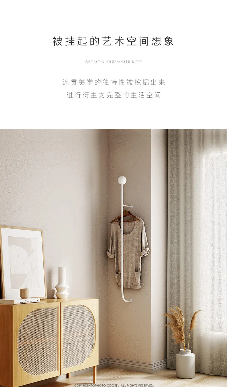 Nordic Men Metal Black Coat Racks Wall Iron Mounted Entryway Modern Bedroom Clothes Rack Simple Garment Perchero Decorative