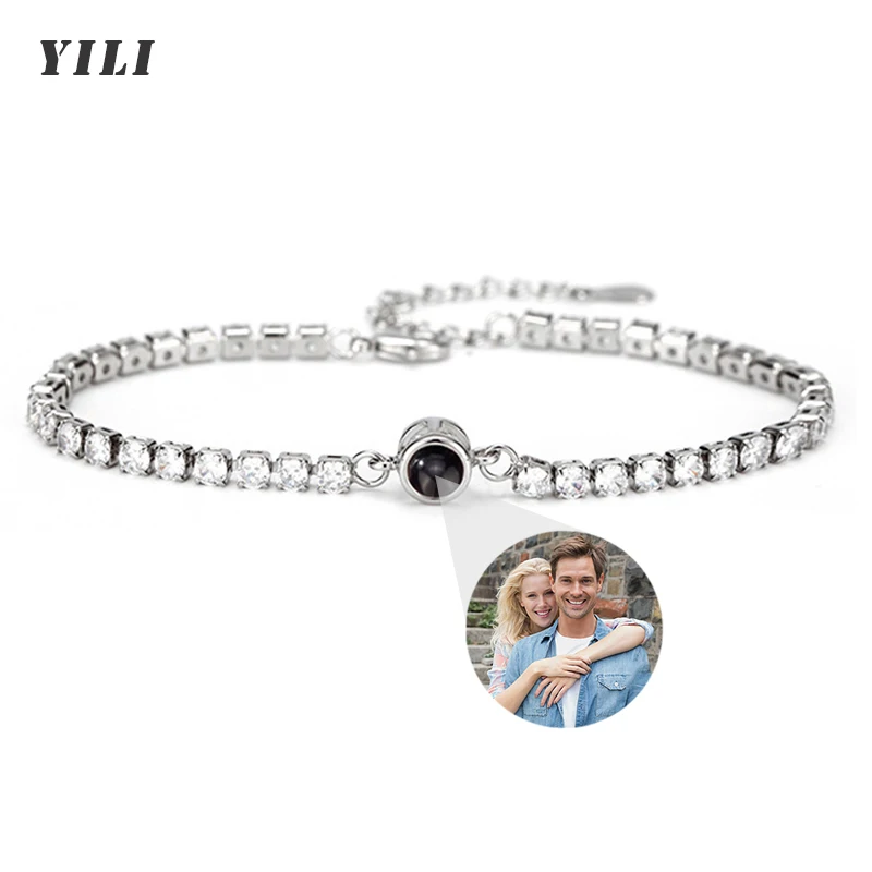 

Custom Picture Bracelet Personalized Photo Projection Bracelet Cubic Zirconia Classic Tennis Bracelet Bracelet Gifts for Women