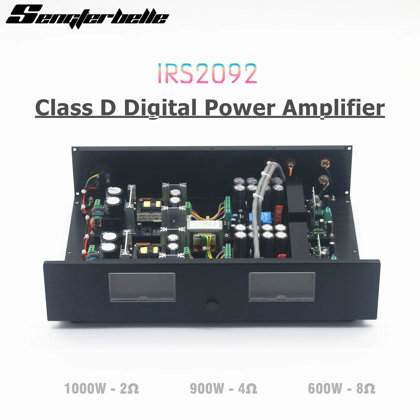 V1000 Klasse D IRS2092+IRFB4227 Hochleistungs-1000W 2.0 Stereo-Home-Audio-Sound-Verstärker mit VU-Meter