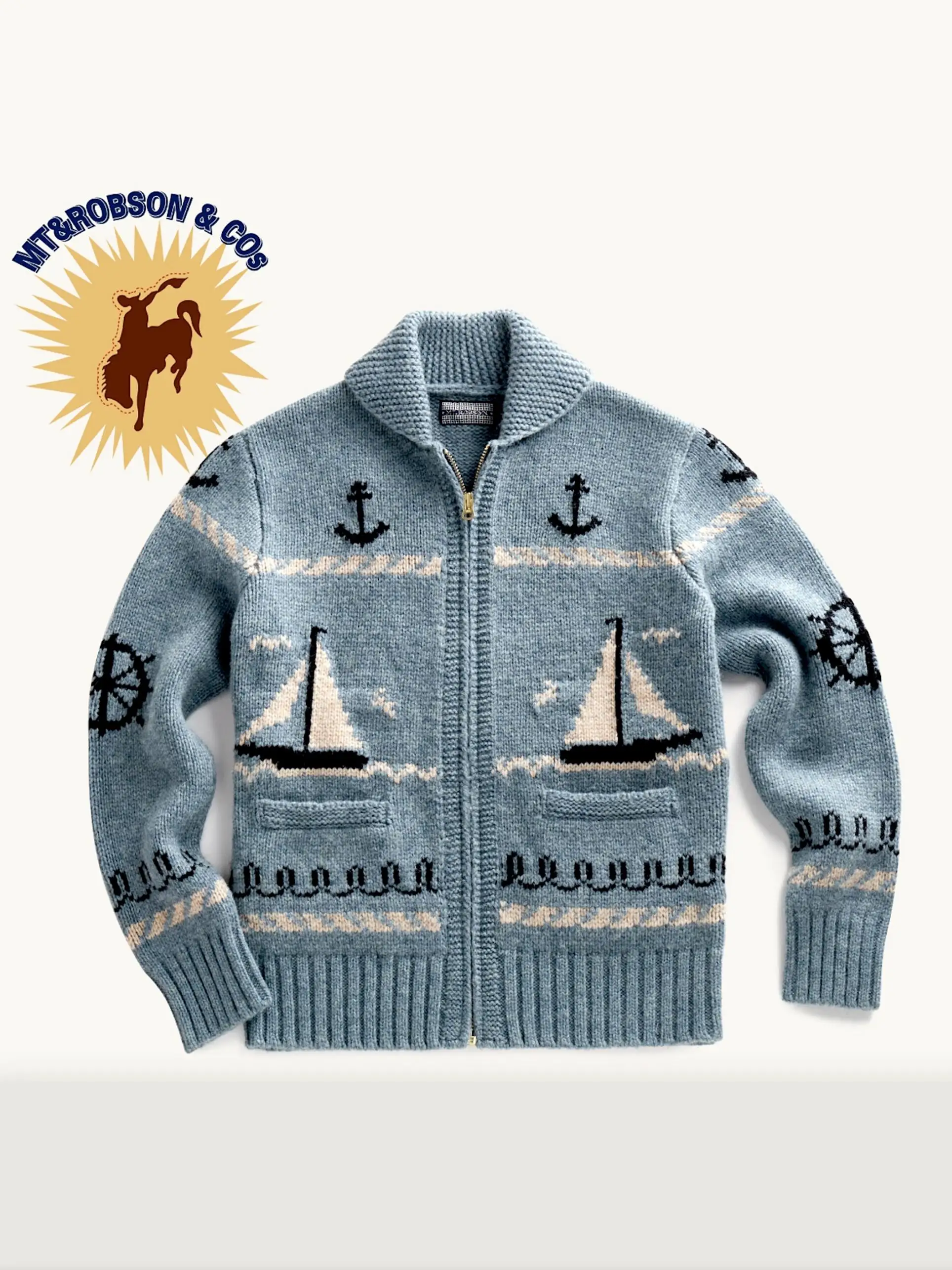 MTRobson American Retro Knitted Woolen Cardigan Heavyweight Sweater Jaet hine Knitted een Fruit Collar Casual Warmth f...