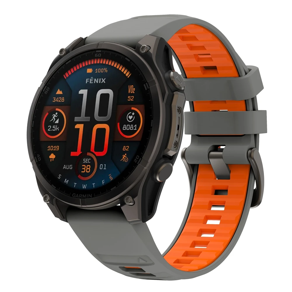 Cinturino sportivo in silicone bicolore 22/26mm per Garmin Fenix 8 7X 7 Pro/Quatix 8 47mm 51mm 7/Instinct 3 2X/Forerunner 970 965/Tactix 8