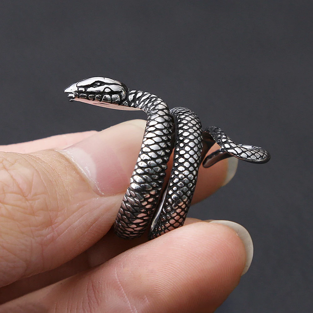 Fashion Vintage 316L Stainless Steel Snake Rings For Men Women Punk Cool Animal Ring Party Couple Amulet Jewelry Gifts Wholesale