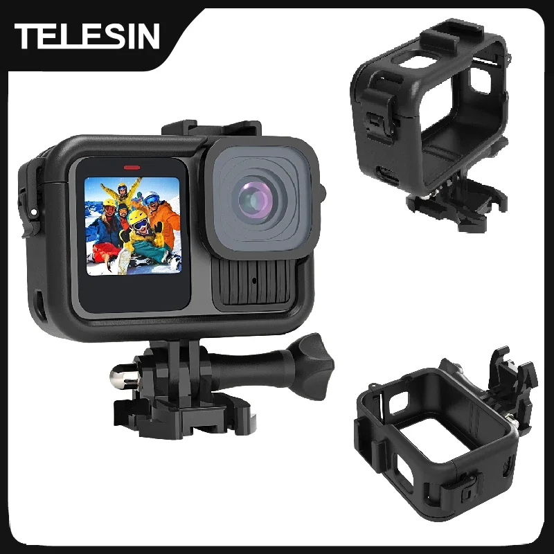 

TELESIN Frame Housing Case Mount Bracket Battery Side Cover Hole Protective Case for GoPro Hero 9 10 11 12 13 Black Accessories