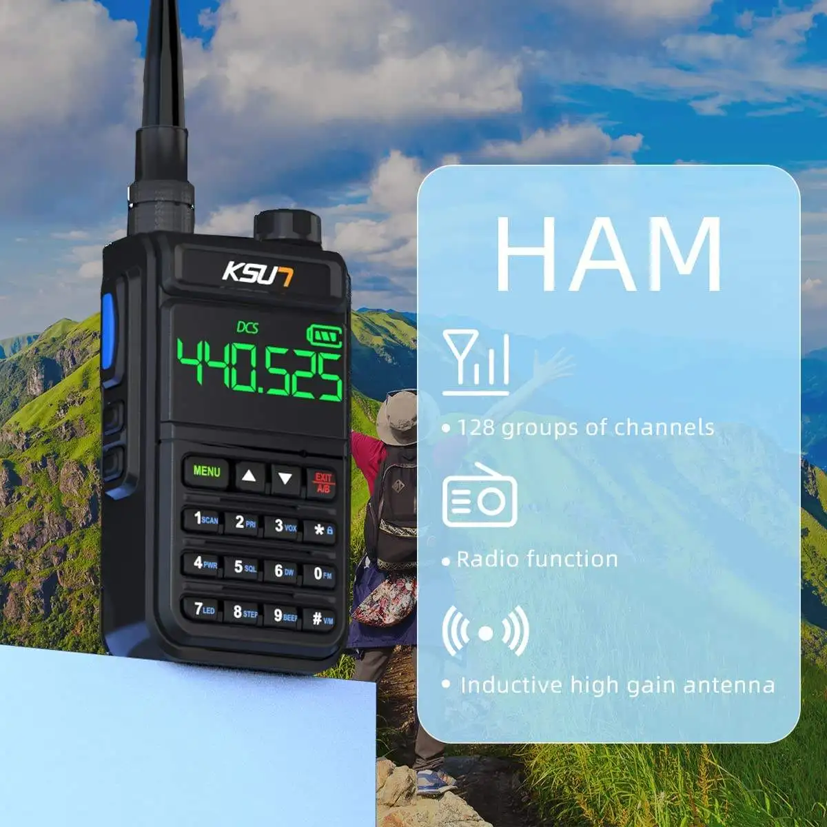 KSUN UV78D 10W Przenośne krótkofalówki dalekiego zasięgu FM CB Radio Bezprzewodowe dwuzakresowe radio UHF VHF Dwukierunkowe radio Walkie-Talkie
