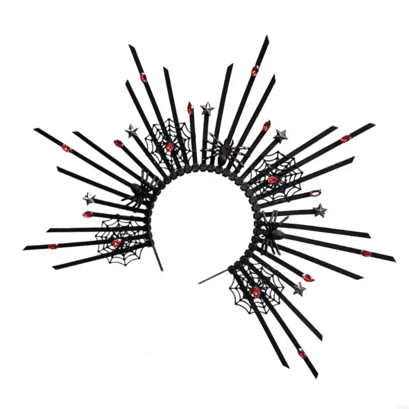 ユニークなスパイダー芸術的なヘアバンドゴシックスパイクメタリックアクセサリーのロールプレイ6xda
