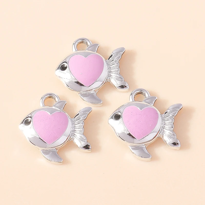 Leslie 10 Stück neue Cartoon bunte Herz Goldfisch Clown Fisch Charms Anhänger für Schlüsselanhänger Ohrringe DIY Schmuckherstellung Zubehör – Detail 16