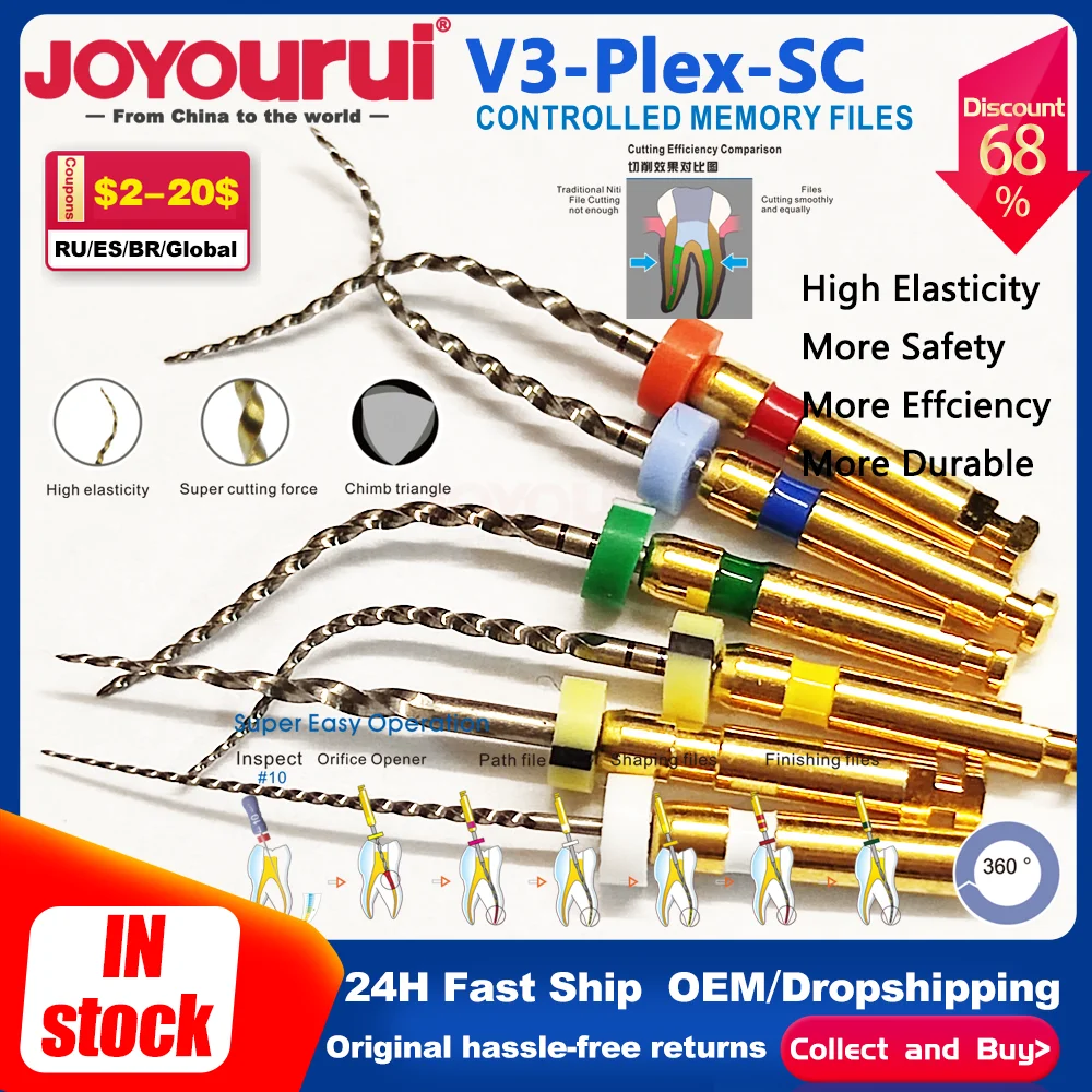 

6Pcs/Box 6pcs/Pack 25mm Dental Files Root Canal Use Rotary Heat Activated Endodontic Files Rotating File Dentistry Instruments