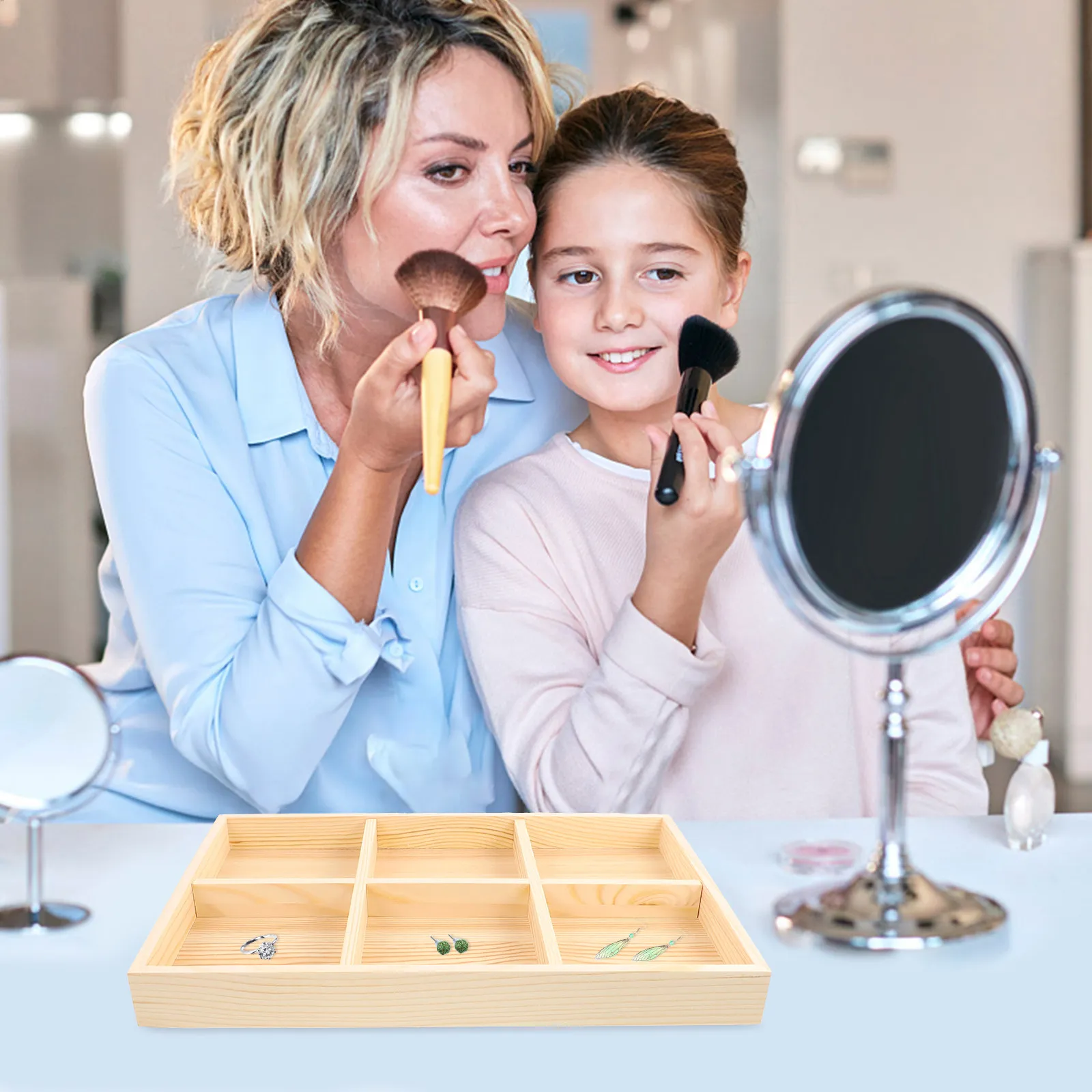

Wooden Retro Jewelry Storage Tray Decorative Ring Dish Organizer for Rings Earrings Necklaces Bracelets Keys Jewelry Display