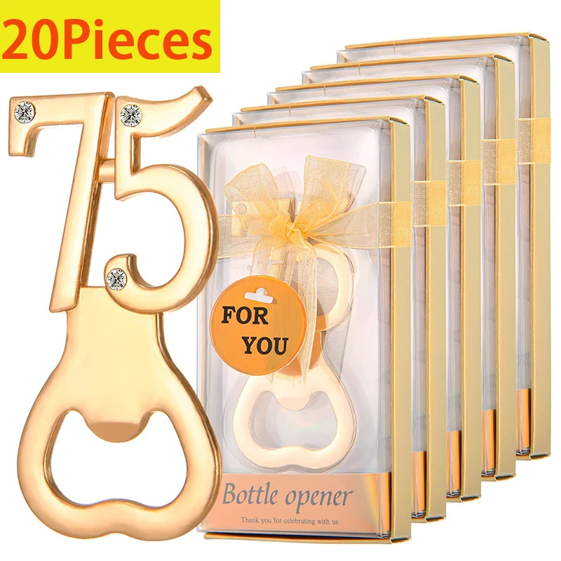 

20Pcs 75th Bottle Openers For 75th Birthday Party Favor Wedding Anniversary Gift Decorations Party Giveaways