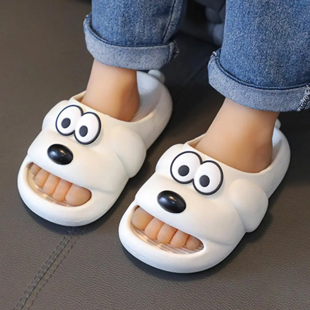 1 Paar Stijlvolle Kinderen Slippers Schokabsorberende Peuter Slippers Schattige Hond Vorm Open Teen Glijbaan Sandalen Baden