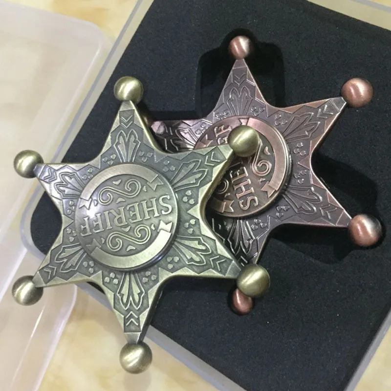 นายอําเภอ Fidget Spinner EDC โลหะ Spinning Top Tip Gyro บรรเทาความเครียดลดของเล่นหมุน Antistresse สําหรับเด็กออทิสติก