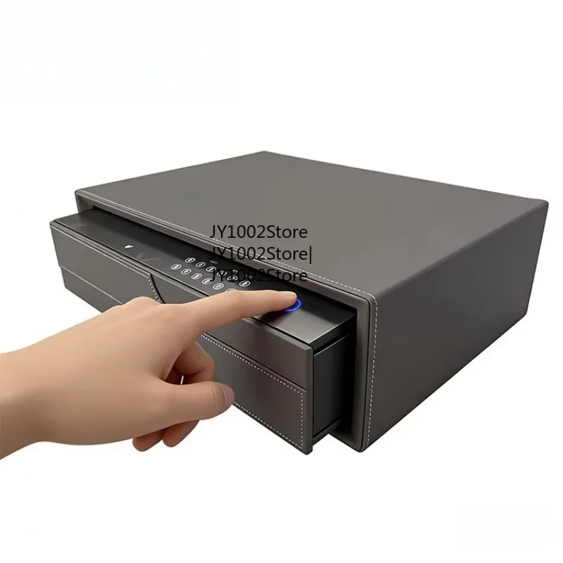 Leather Smart Jewelry Safe Intelligent Fingerprint Jewelry Box Leather Biometric Safe Drawer for Home Office Commercial Use