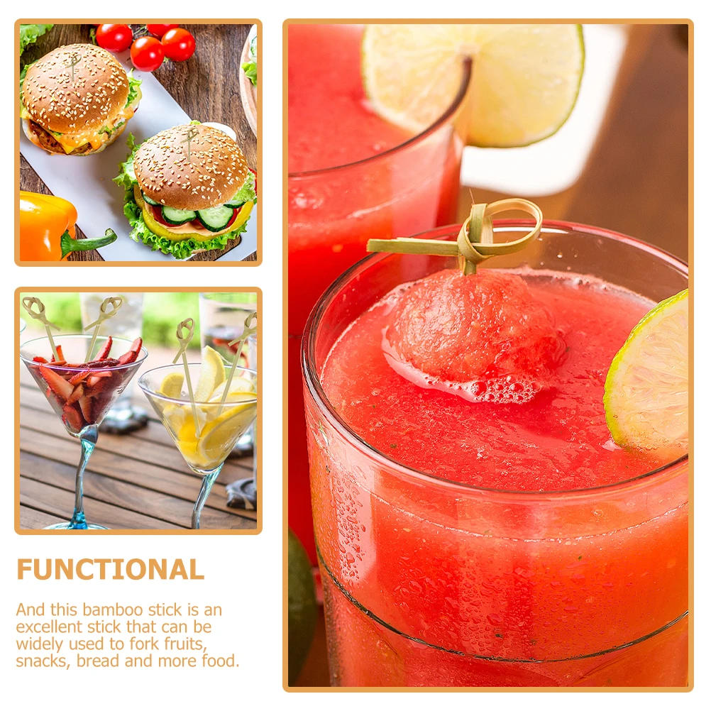 

200 Pcs Disposable Bamboo Fruits Sticks Cocktail Picks Party Toothpicks Smooth Bur Free Ideal Birthdays Weddings graduations