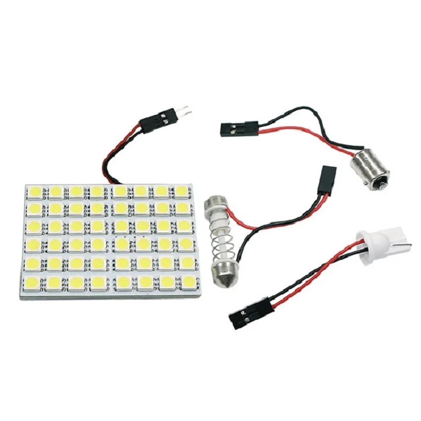 

80X Panel Light T10 5050 12 15 24 48 SMD 3-Chips LED Light Festoon Dome Bulb Lamp T10 + Festoon / BA9S Adapters Car Led 12V Bulb