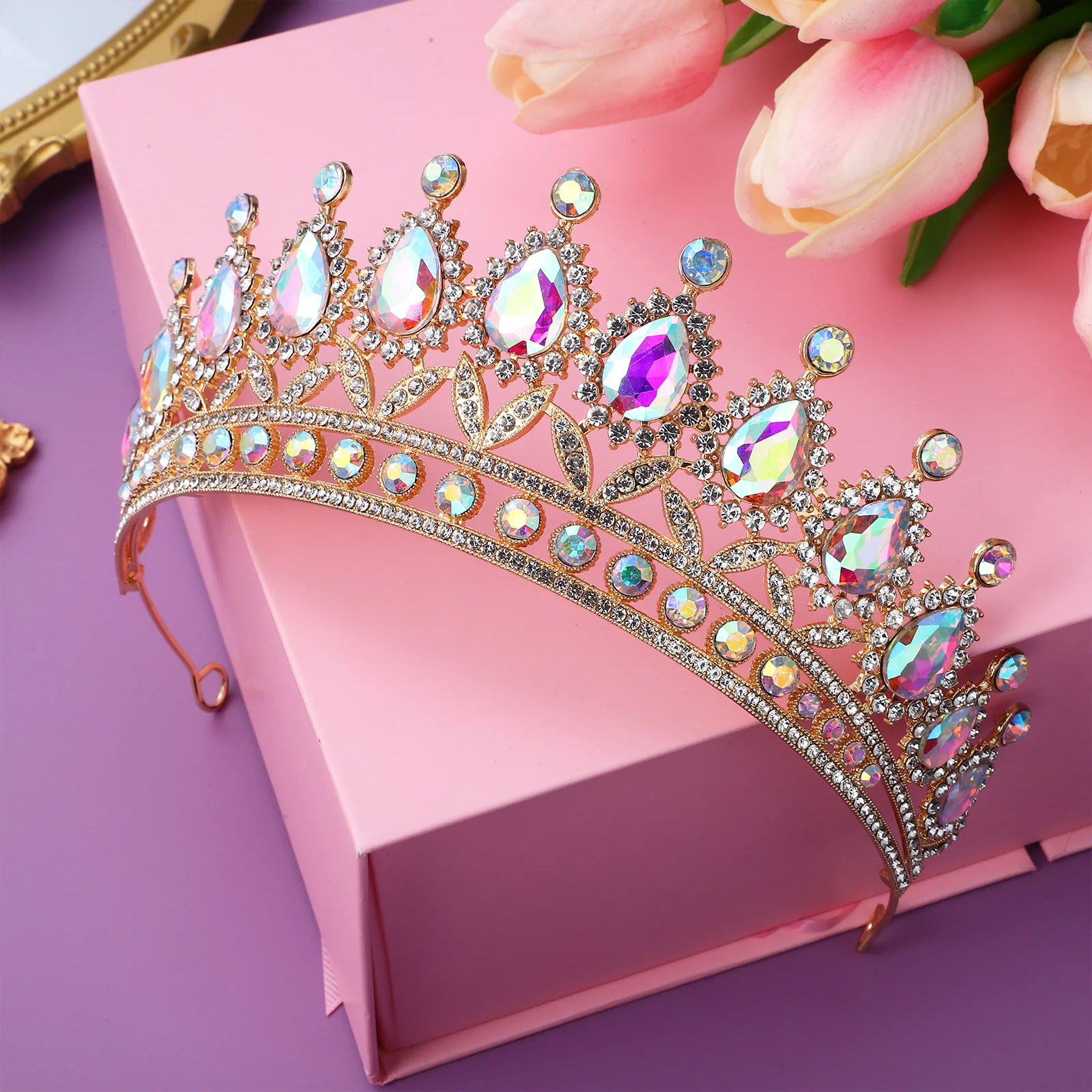 Baroque Style Rhinestone Bridal Crown Tiara Wedding Birthday Party Headpiece Prom Tiara Bachelorette Crown Homecoming Crowns