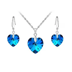 Promotion Deal Jewelry Set For Ladies  925 Sterling Silver Jewelry Charm Pendant Necklace Hoop Earring Elegant Bijoux