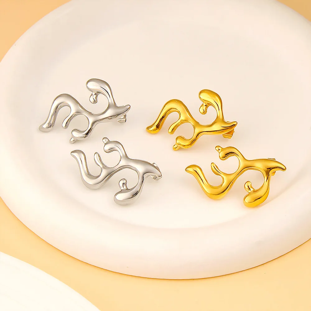 DIY accessories Personalized design advanced antler earrings European and American wind titanium steel 18K gold plated versatile