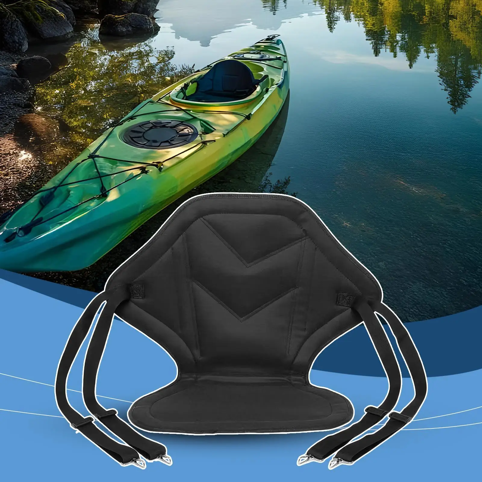 Kayak Seat Backrest with Back Support Inflatable Paddleboard Seating Replacement with Storage Bag Stand for Adults Outdoor