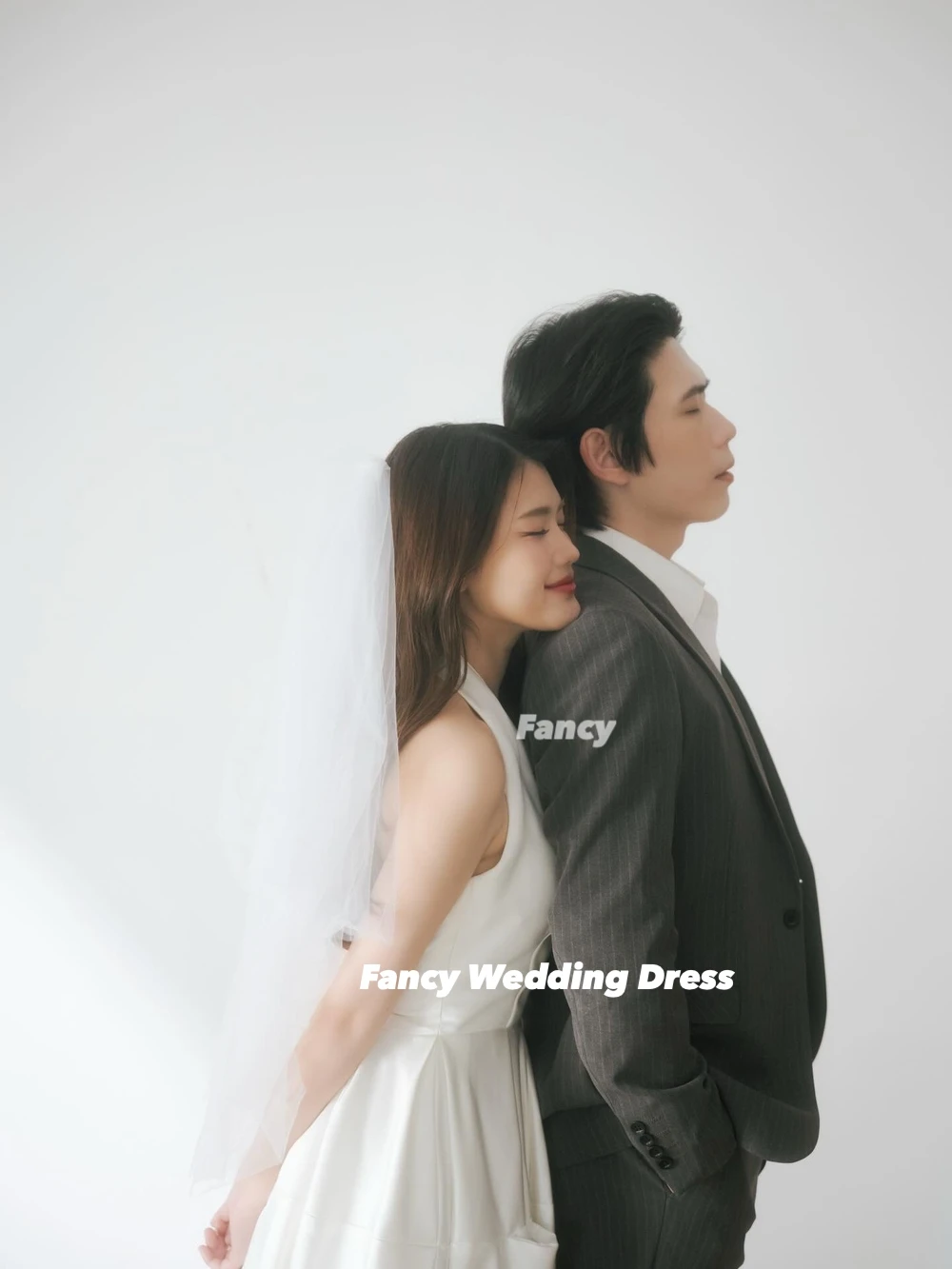 Fancy Sexy V Neck Wedding Dress A Line Korea Photo Shoot Evening Gown Back Corset Soft Satin Customized 웨딩드레스