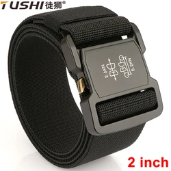 TUSHI New 2 inch Tactical Belt for Men Military Belt EDC Nylon Elastic Belts Quick Release Buckle Sports Accessories Mens Belt