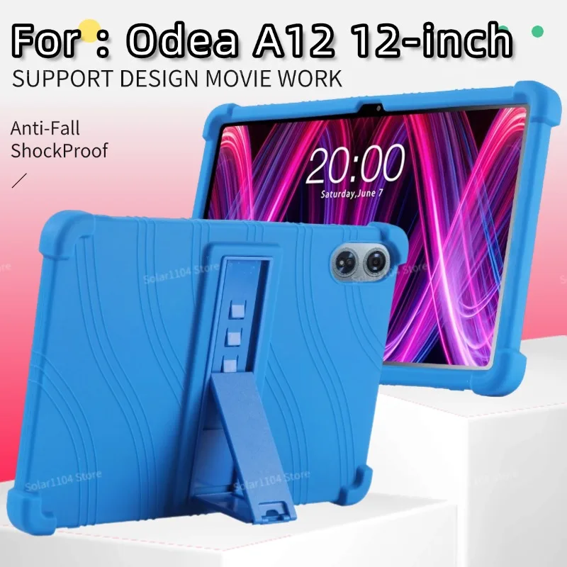 

Odea A12 12-дюймовый чехол для планшета из ПК Funda с 4 противоударными воздушными подушками Безопасная мягкая силиконовая подставка Защитный корпус Android14 Shell