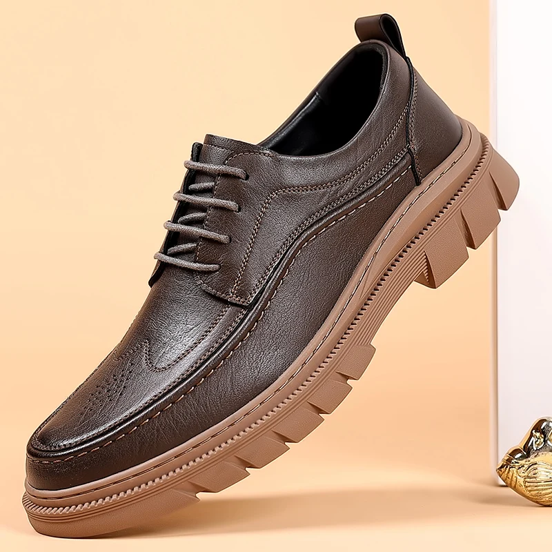 

Brown Men Shoes Luxury Brand High Quality Casual Business Leather Shoes for Men Comfort Work Shoes Men Chaussures Pour Hommes