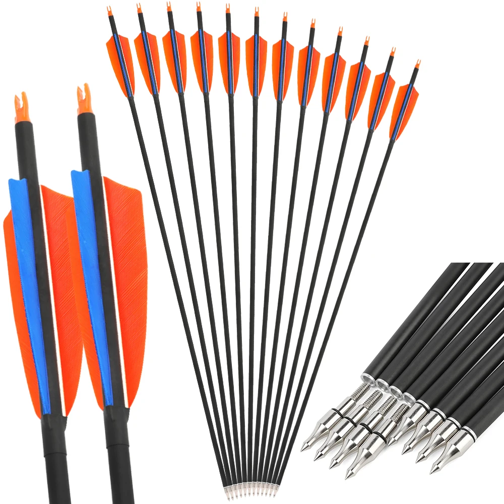 

‌6/12pcs Mix Carbon Arrow Spine500 ID6.2mm 4inch Turkey Feather for Recurve Bow Compound Bow Shooting Target Accessories‌