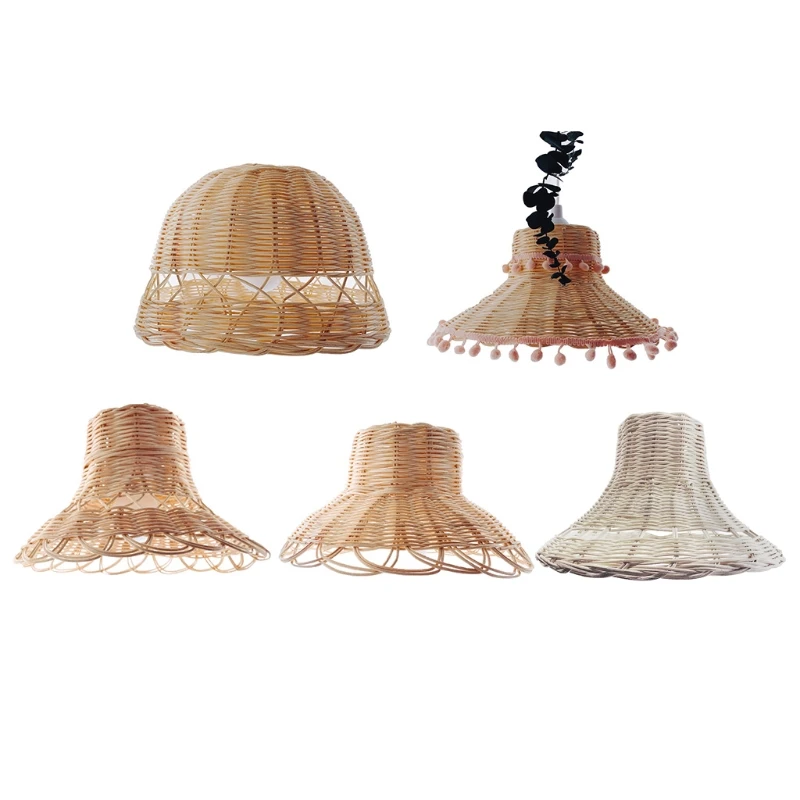 

Hand-woven Natural Rattan Lampshade Chandelier Hanging Light Shades for Living Room Homestay 87HA