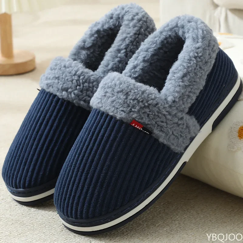 Winter-Paar-Hausschuhe mit Absatz, Plüsch-Baumwollschuhe für drinnen, flauschige Fell-Hausschuhe, rutschfeste Hausschuhe, Herren-Freizeitschuhe mit weicher Sohle, Zapatos Homme – Detail 2