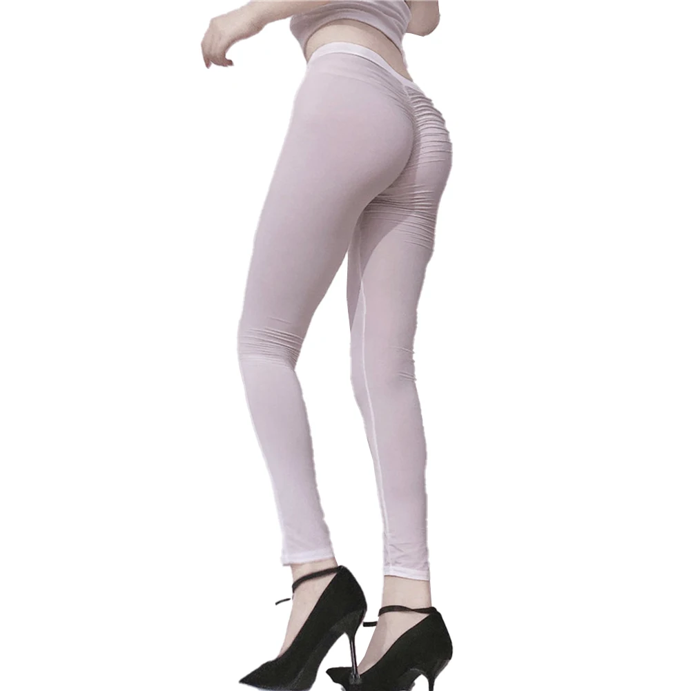 Yoga Pants Pants Female High Elastic Leggings Nylon Regular See Through Sheer Skinny Trousers Brand New High Quality