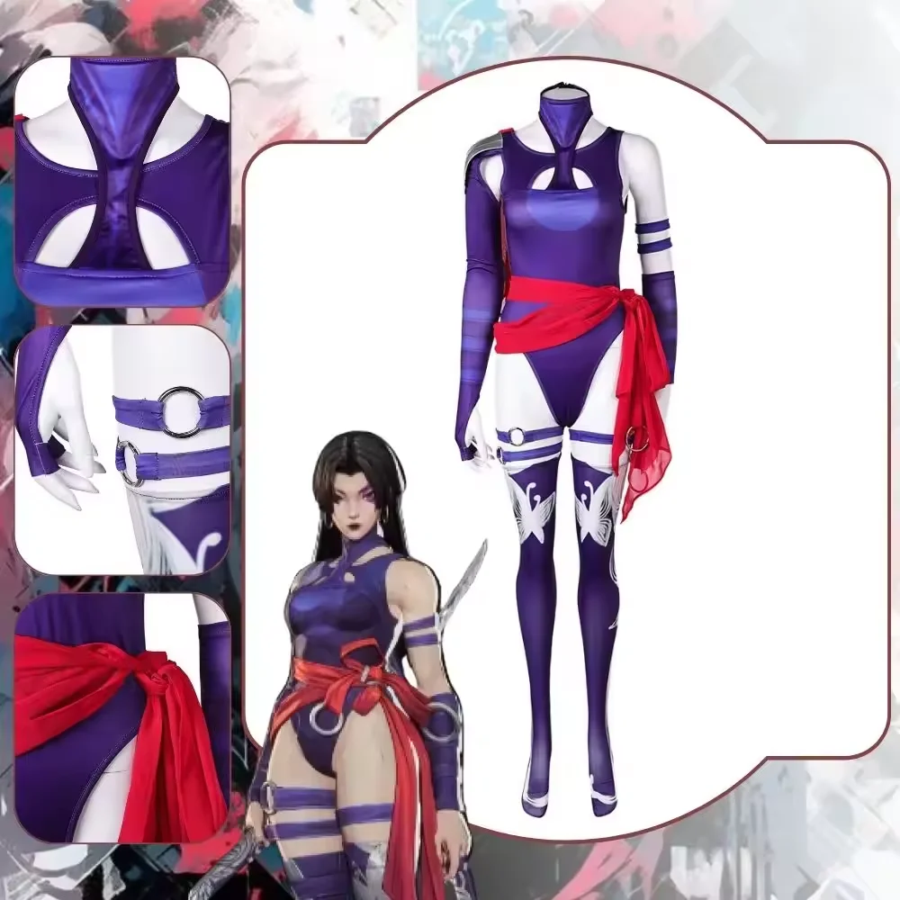 Rivals Psylocke Cosplay Women Costume Jumpsuit for Female Disguise Clothes Fantasy Roleplay Outfits Halloween Carnival Suit