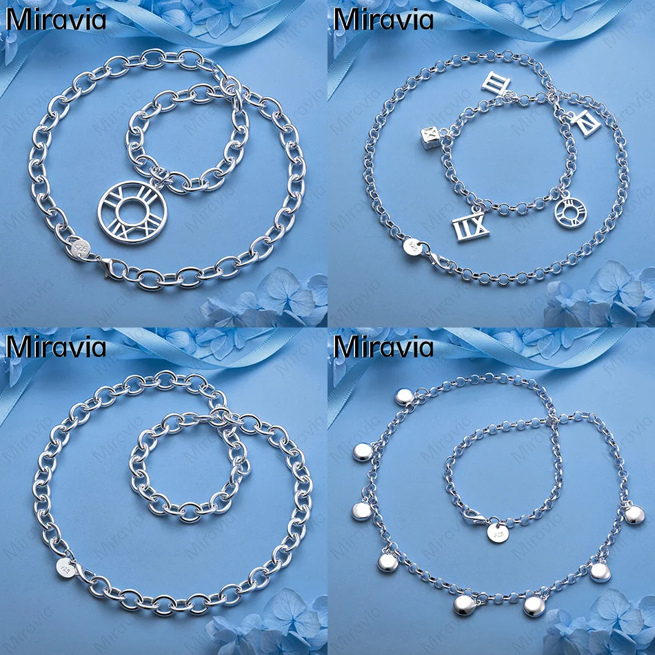 

Miravia 925 Sterling Silver Pendant Five Roman Numeral Circle Necklace Women's Versatile Anniversary Gift Jewelry