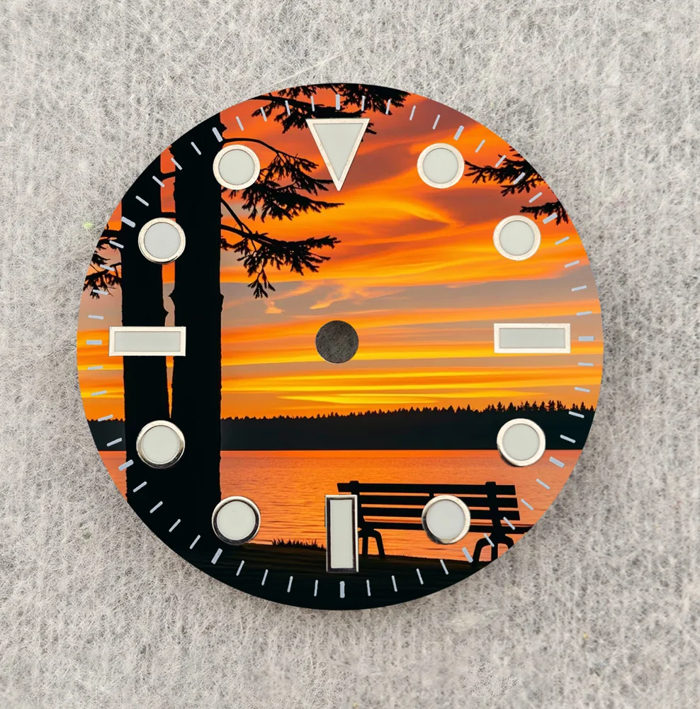 NH35 Dial 28.5mm Dial Sunset Lake Creative Dial NH36 Dial Colour Dial Custom LOGO Fit NH35/NH36 Movement Watch Parts Replacemen