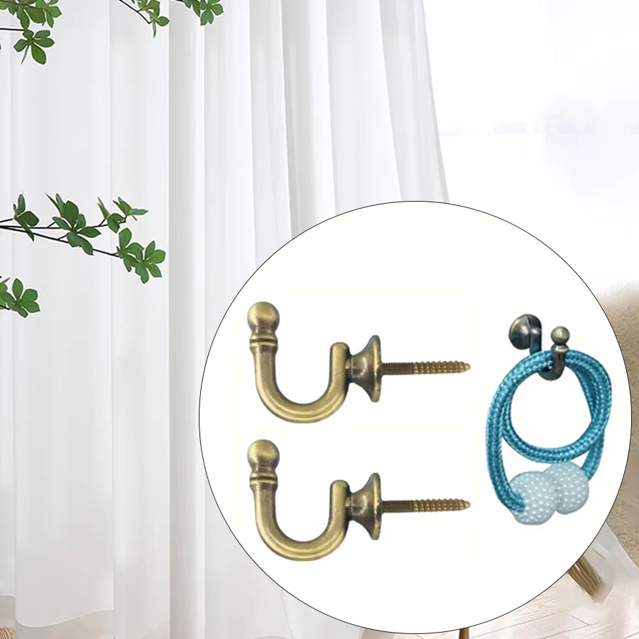 4Pcs Curved wall hooks,Curtain tieback hooks,Vintage single hole round hooks Zinc Alloy