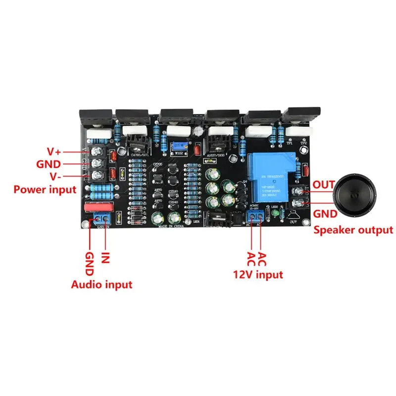 Speaker Protection Function Included DC 300W Mono Power Amplifier 1943+ 5200 Hi-Fi High-Power Audio Amplifier Board