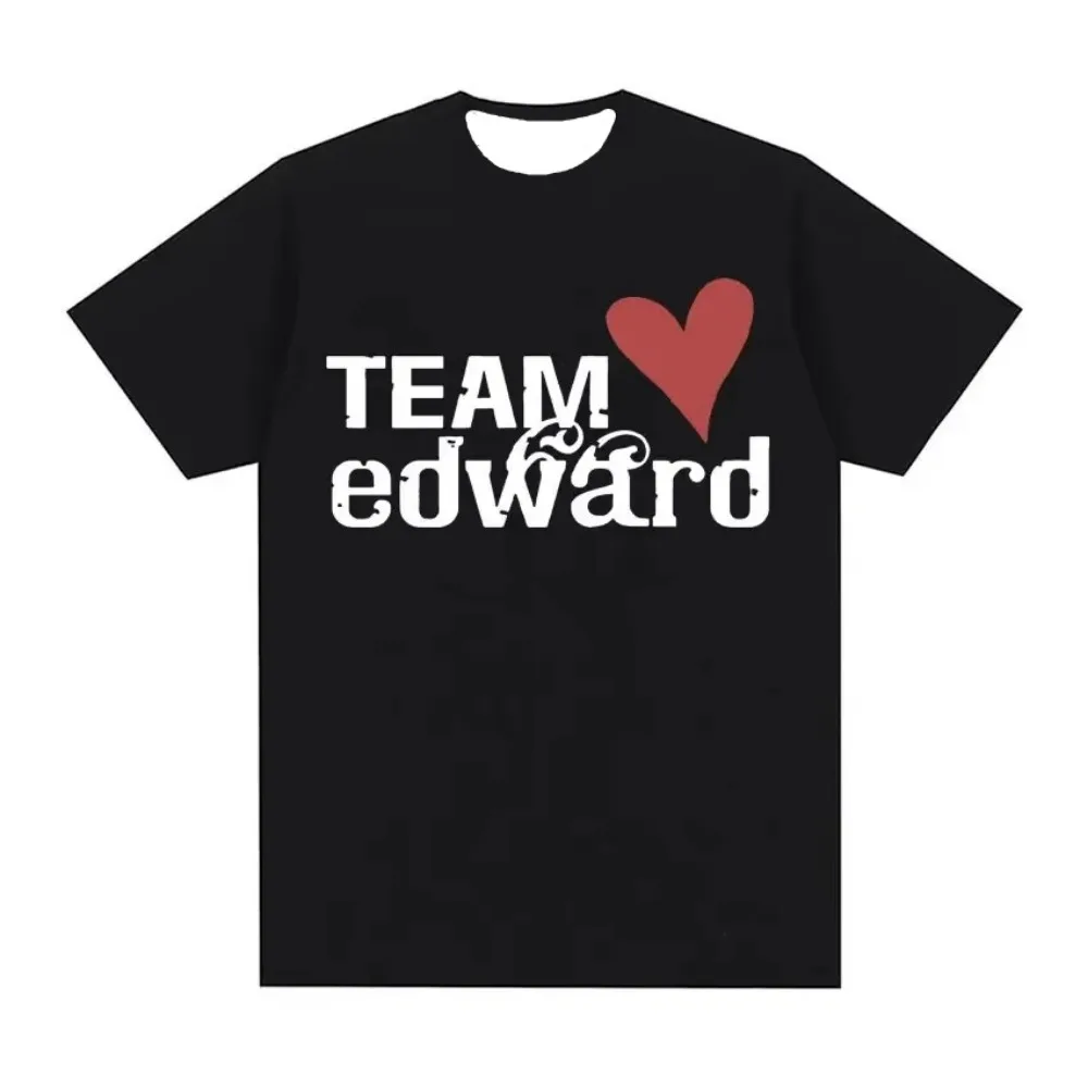Jacob Wears Team  Edward  Owns Fan Clothing for Twilight  Retro Fashion Casual T-shirt  Short Sleeved Shirt  Y2k Style Top